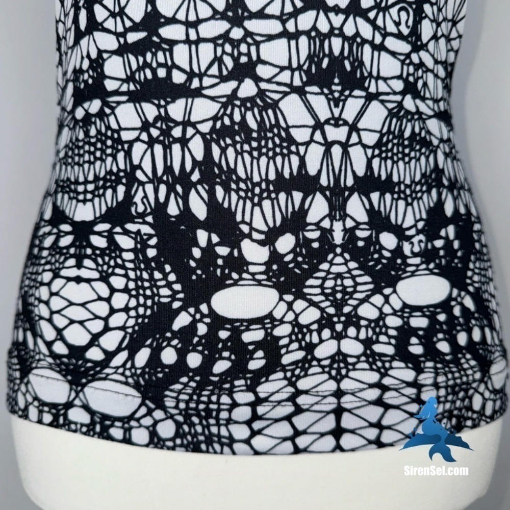 1057 lululemon Cool Racerback - Size 2 - White Black Glacier Lace - Picture 5 of 13